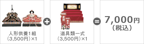 人形供養(3,500円)+道具類一式(3,500円)=7000円(税込)