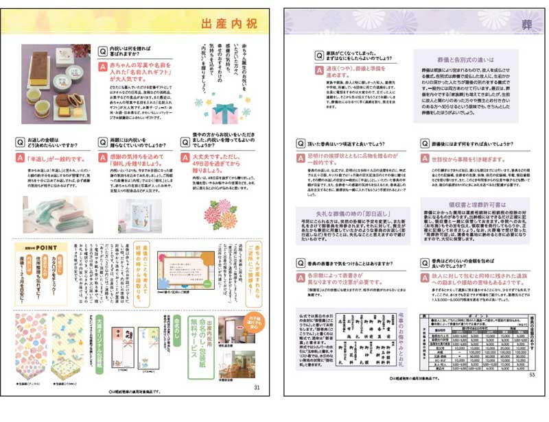ギフトカタログ冠婚葬祭マナー掲載ページ
