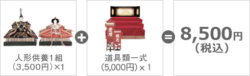 人形供養(3,500円)+道具類一式(5000円)=8500円(税込)