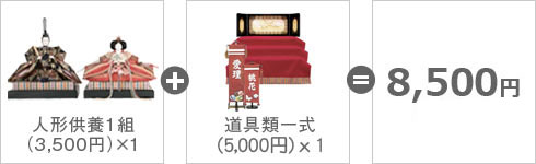 人形供養(3,500円)+道具類一式(5000円)=8500円